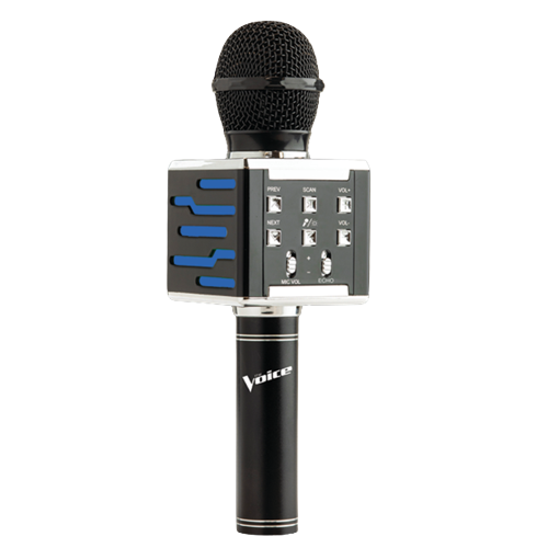 Karaoke microphone speaker with multi-function buttons and LED lights