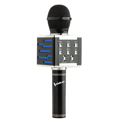 Karaoke microphone speaker with multi-function buttons and LED lights